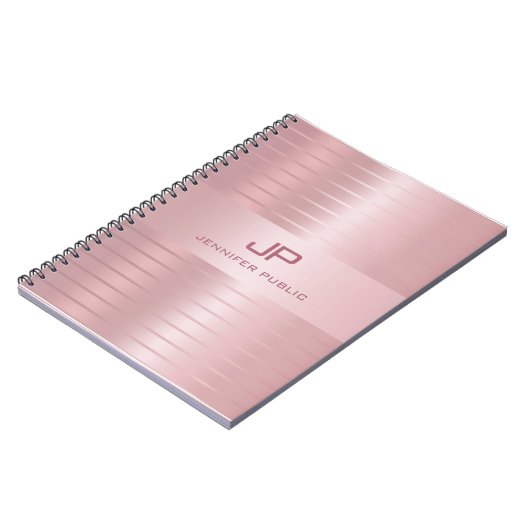 Rose Gold Template Monogram Elegant Modern Notizblock (Linke Seite)