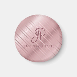 Rose Gold Template Monogram Moderne Elegant Magnet