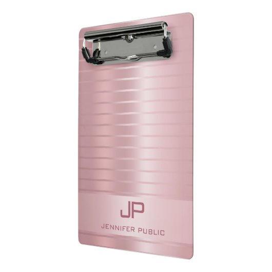 Rose Gold Template Monogram Trendy Modern Elegant Mini Klemmbrett (Gewinkelt2)