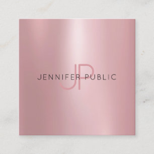 Rose Gold Template Monogramm Trendy Modern Elegant Quadratische Visitenkarte