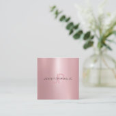 Rose Gold Template Monogramm Trendy Modern Elegant Quadratische Visitenkarte (Stehend Vorderseite)