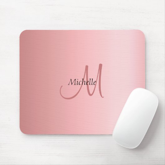 Rose Gold Template Trendy Monogram Elegant Mousepad (Mit Mouse)