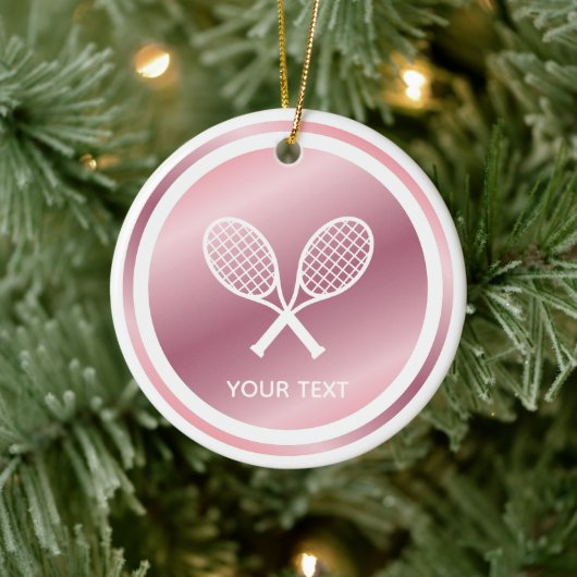 Rose Gold Tennis Rackets Girls Sport Custom Text Keramik Ornament (Baum)