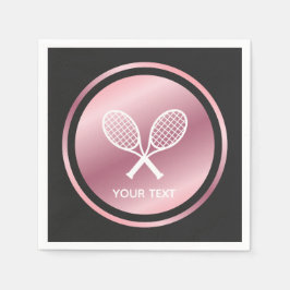 Rose Gold Tennis Rackets Girls Sport Custom Text Serviette