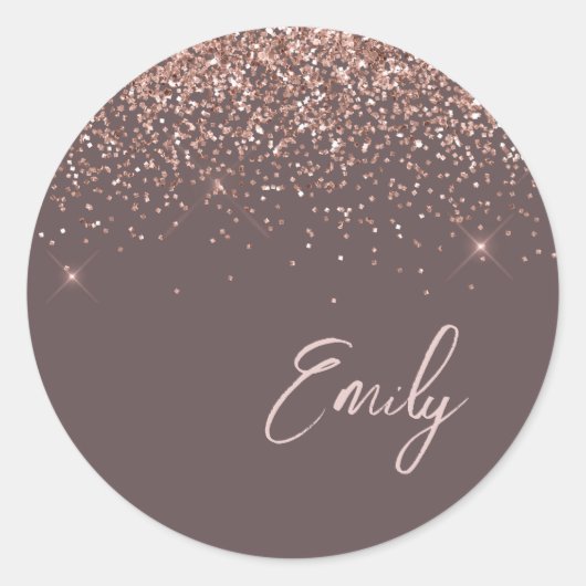 Rose Gold Terracotta Monogram Glam Name Classic R Runder Aufkleber (Vorderseite)