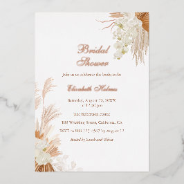 Rose Gold Terracotta Pampas Grass Brautparty Folieneinladung