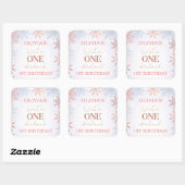 Rose Gold Text Schneeflocken Winter One-derland Quadratischer Aufkleber (Blatt)