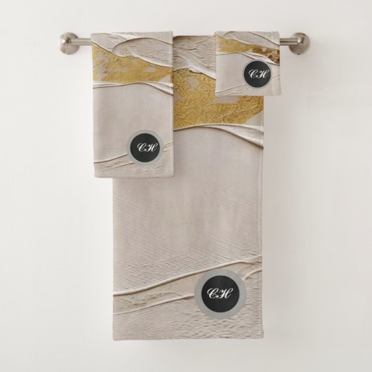 Rose Gold Textured Plaster Abstract Badhandtuch Set (Insitu)