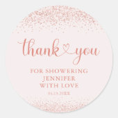 Rose Gold Thank You Confetti Heart Sticker (Vorderseite)