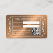 Rose Gold Ticket Style Empfehlungskarte Begleitkarte (Rückseite)