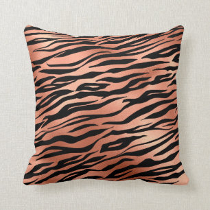 Rose Gold Tiger Zebra Streifen Fell Kissen