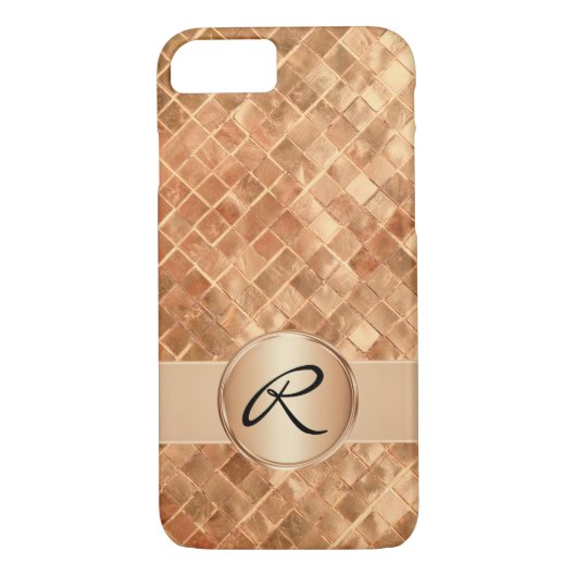Rose Gold Tiles und kundenspezifisches Monogramm Case-Mate iPhone Hülle (Rückseite)