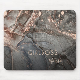 Rose Gold Tinte Marmor | Girlboss Name Mousepad