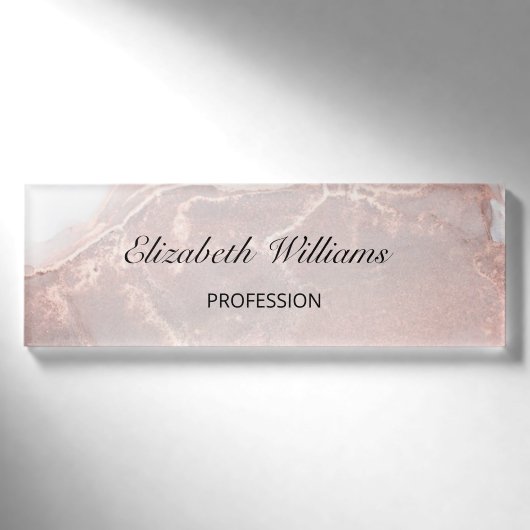 Rose Gold Tinte Marmor Namenschild (Vorderseite)