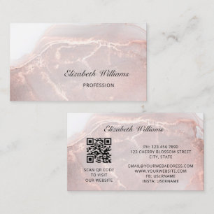 Rose Gold Tinte Marmor QR-Code Visitenkarte