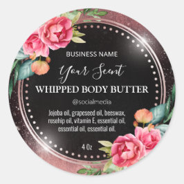 Rose Gold Tinte Schwarze Body Butter Labels Runder Aufkleber