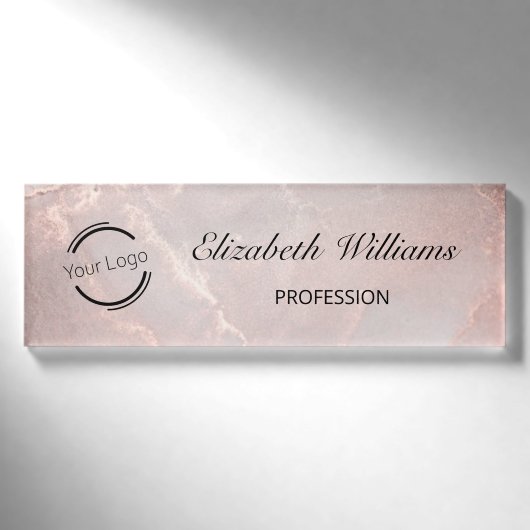 Rose Gold Tintenmarmor  Namenschild (Vorderseite)