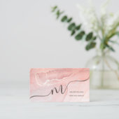 Rose Gold Tintenmarmor | QR Code Visitenkarte (Stehend Vorderseite)