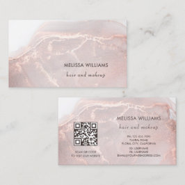 Rose Gold Tintenmarmor | QR-Code Visitenkarte