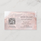 Rose Gold Tintenmarmor | QR-Code Visitenkarte (Rückseite)