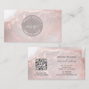 Rose Gold Tintenmarmor   QR Code Visitenkarte