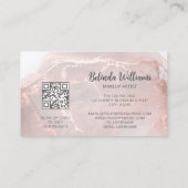 Rose Gold Tintenmarmor | QR-Code Visitenkarte (Rückseite)