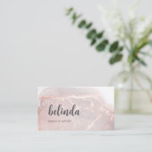 Rose Gold Tintenmarmor | QR-Code Visitenkarte (Stehend Vorderseite)