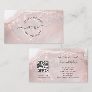 Rose Gold Tintenmarmor   QR-Code Visitenkarte