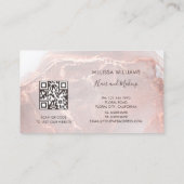 Rose Gold Tintenmarmor | QR-Code Visitenkarte (Rückseite)