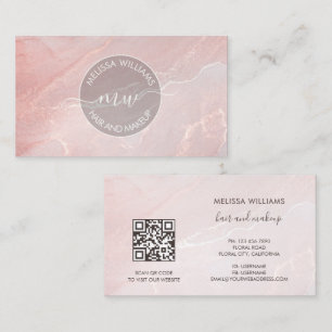 Rose Gold Tintenmarmor   QR Code Visitenkarte