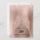Rose Gold Toast der Bubbly 50. Geburtstag Einladung (Vorderseite)