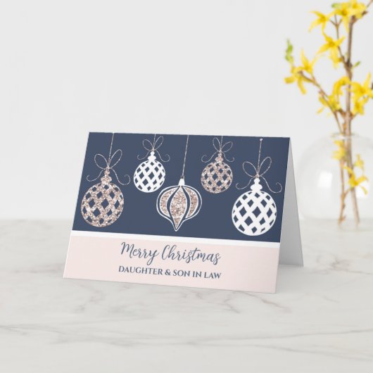 Rose Gold Tochter & Sohn im Jura Frohe Weihnachten Karte (Gelbe Blume)