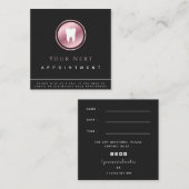 Rose Gold Tooth Logo Zahnarzt Ernennung Erinnerung Quadratische Visitenkarte (Vorne/Hinten)
