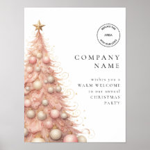 Rose Gold Tree Begrüßung Weihnachts-Party-Logo