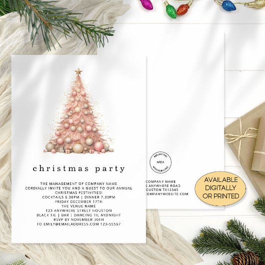 Rose Gold Tree Company Logo Weihnachts-Party Einladung