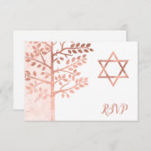 Rose Gold Tree of Life Bat Mitzvah UAWG RSVP Karte (Vorne/Hinten)