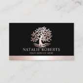 Rose Gold Tree Root Logo Wellness Salon & Wellness Visitenkarte (Vorderseite)