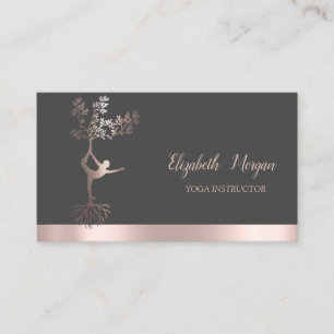 Rose Gold Tree Women Silhouette, Yoga Instructor Visitenkarte