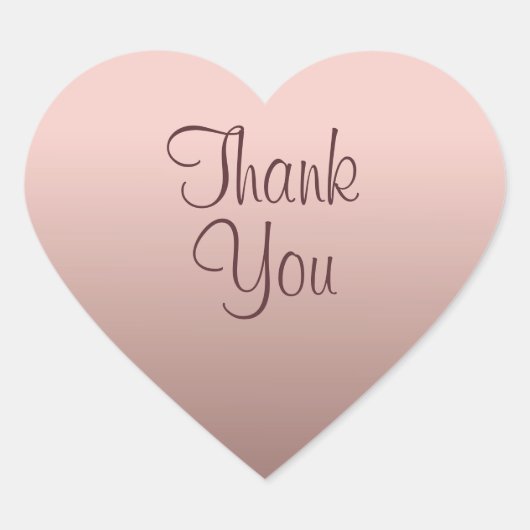 Rose Gold Trend Farbvorlage Vielen Dank Herz-Aufkleber (Vorderseite)
