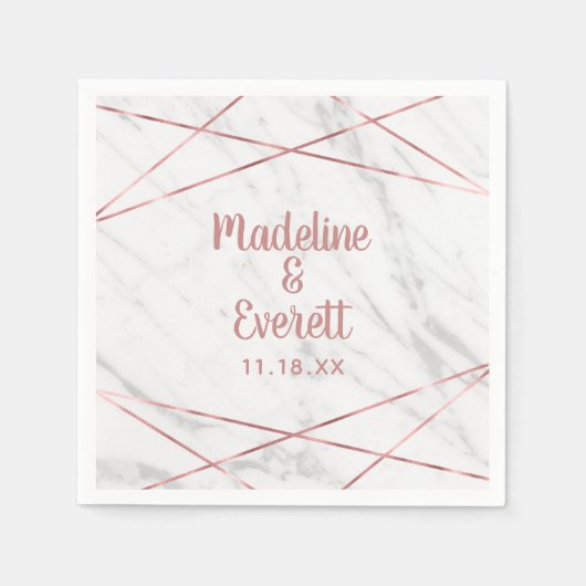 Rose Gold Triangle Hochzeitsmonographie Serviette (Vorderseite)