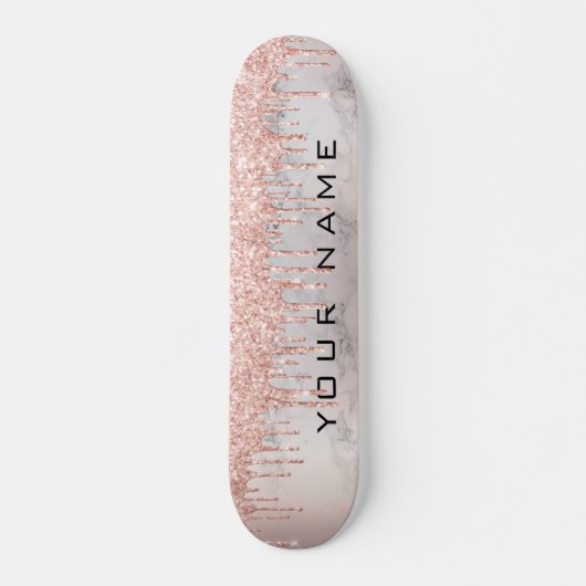 Rose Gold Tropfen Benutzerdefinierter Mädchenname Skateboard (Vorne)