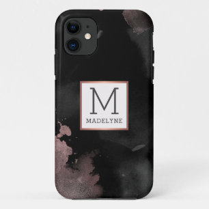 Rose Gold Tropfen Black Girl Monogram Name Case-Mate iPhone Hülle