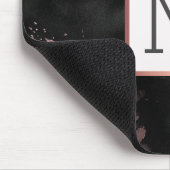 Rose Gold Tropfen Black Girly Monogram Mousepad (Ecke)