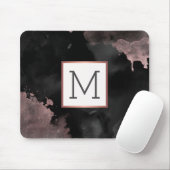 Rose Gold Tropfen Black Girly Monogram Mousepad (Mit Mouse)