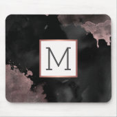 Rose Gold Tropfen Black Girly Monogram Mousepad (Vorne)