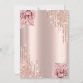 Rose Gold Tropfen Blume Weinbrunch & Bubbly Einladung (Rückseite)