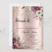 Rose Gold Tropfen BlumenBrautparty Einladung (Vorderseite)