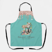 Rose Gold Tropfen Blumenkuchen Mixer Minze Grün Schürze (Vorderseite)