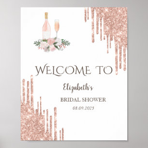 Rose Gold Tropfen Brunch & Bubbly Brautparty Poster