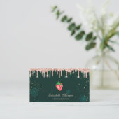 Rose Gold Tropfen Chic Strawberry Green Visitenkarte (Stehend Vorderseite)